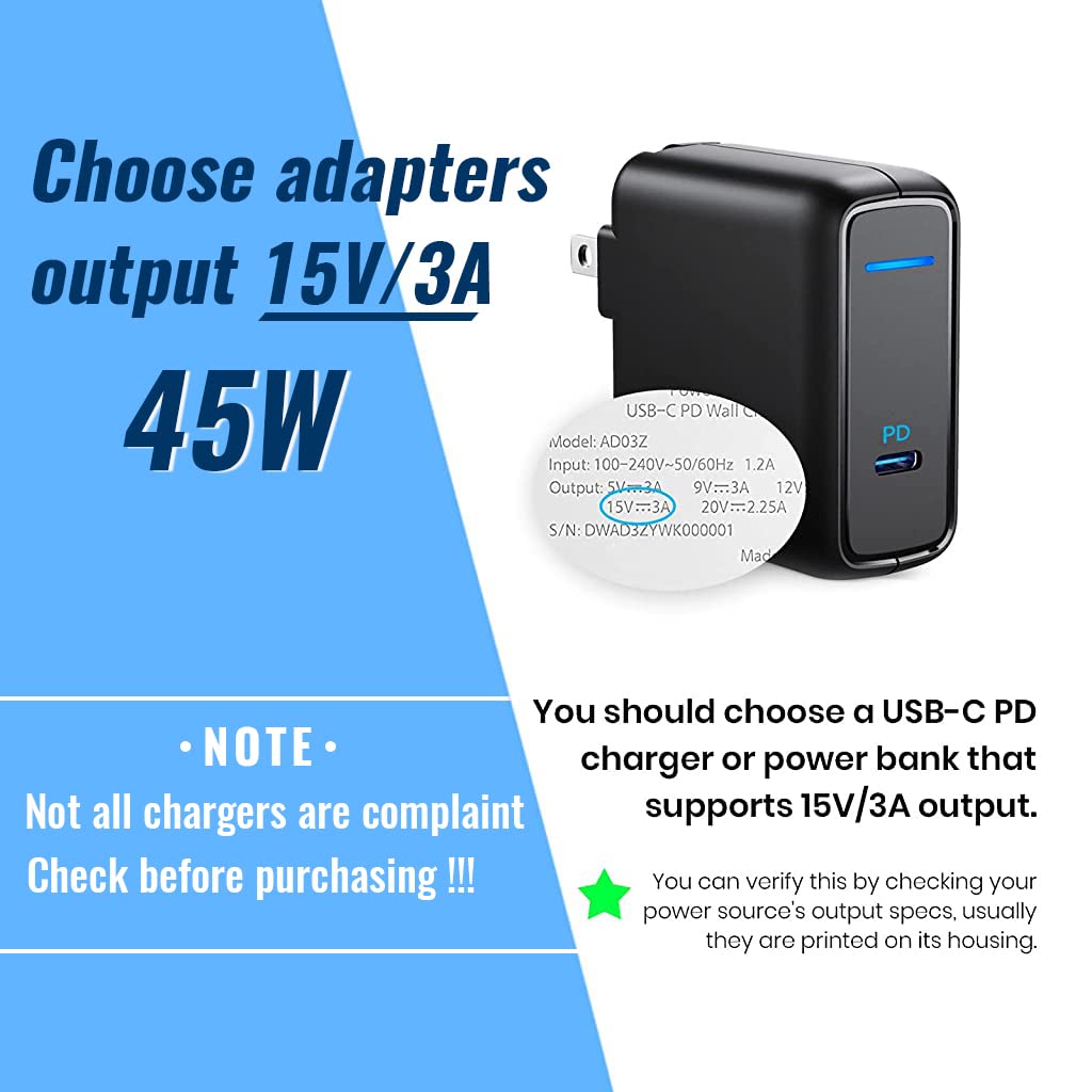 Verilux® 6ft USB C Charging Cable for Surface Pro 7/6/5/4/3, for Surface Laptop 3/2/1, 15V/3A 45W Fast Charging Cable for Surface Go, Surface Book, Black Verilux® 6ft USB C Charging Cable for Surface Pro 7/6/5/4/3, for Surface Laptop 3/2/1, 15V/3A 45W Fast Charging Cable for Surface Go, Surface Book, Black